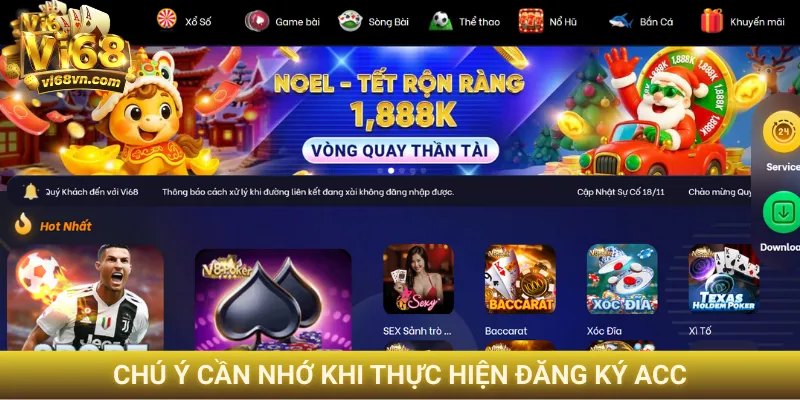 Chú ý cần nhớ khi thực hiện đăng ký ACC