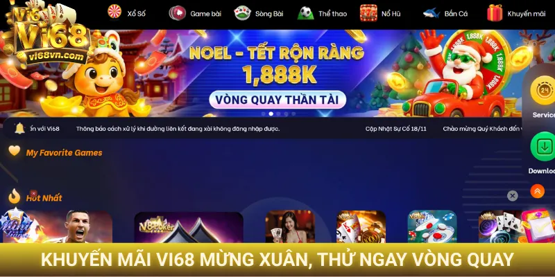 Khuyến mãi Vi68 mừng xuân, thử ngay vòng quay