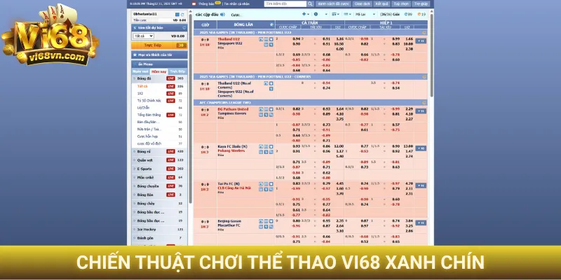 Chiến thuật chơi thể thao Vi68 xanh chín