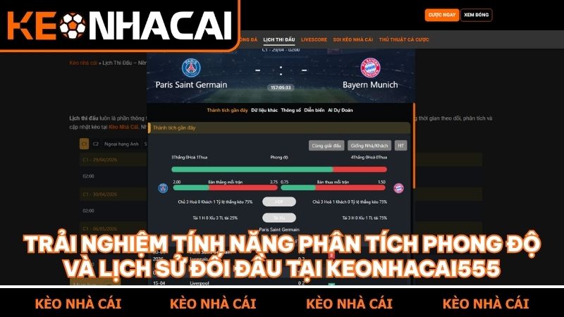 Tích hợp nhiều chỉ số phụ quan trọng hỗ trợ đánh giá thực lực đội bóng chuẩn xác
